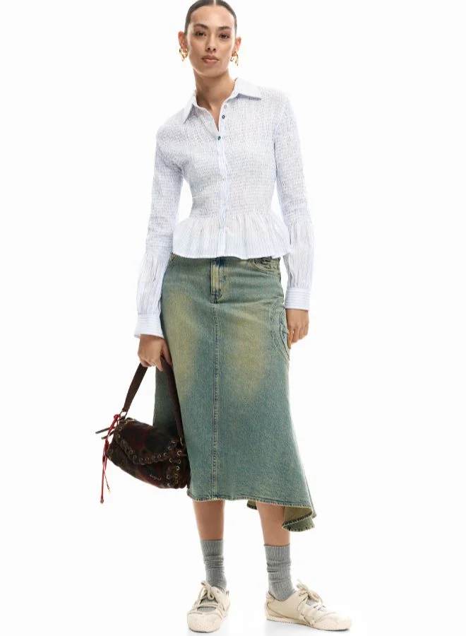 DESIGUAL Ruched Striped Shirt